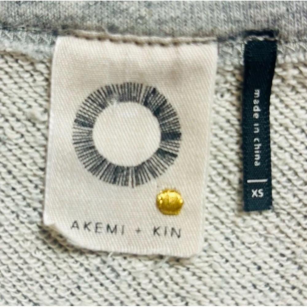 Anthropologie Akemi+Kin Gray Orange Sweatshirt Top Cotton Blend Size XS - Picture 5 of 14